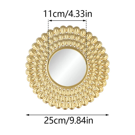 Modern Golden Frame Decorative Mirror Wall Decor Living Room Background Mirror Bathroom Pvc Gold Sun Radiation Hanging Mirrors