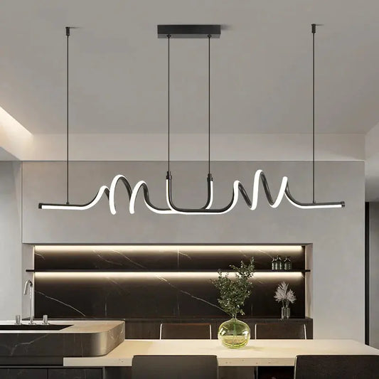 Modern Black LED Pendant Light for Dining Room Curved Chandelier Efficient Home Lighting Fixture Kitchen Living Room Home Decor LAVIVA