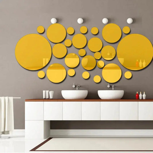 32pcs Modern Acrylic Mirror Wall Stickers 3D Home Decor DIY Art Ornaments Wall Sticker Living Room Bathroom Bedroom Decoration LAVIVA