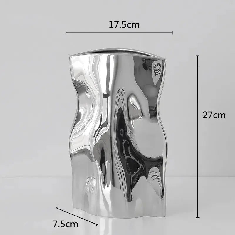 Ceramic Vase Pleated Irregular Fold Pattern Flower Arrangement Hydroponics Home Decoration Accessories Vases Pots LAVIVA