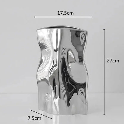 Ceramic Vase Pleated Irregular Fold Pattern Flower Arrangement Hydroponics Home Decoration Accessories Vases Pots LAVIVA
