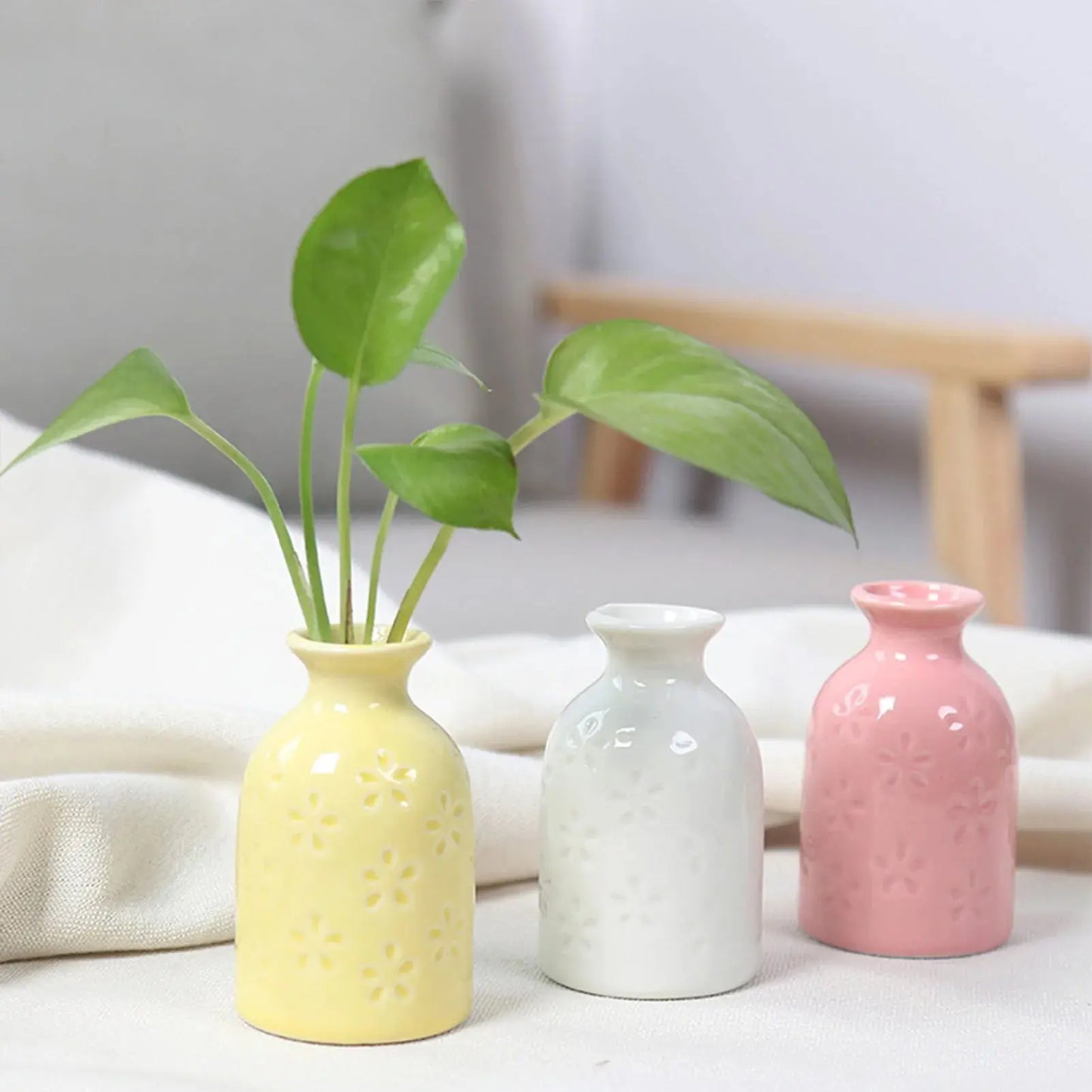 Ceramic Flower Vase Pot Hydroponic Bottle Creative Vase for Plants Office Desktop Ornament Home Room Decor Garden Flowerpot LAVIVA