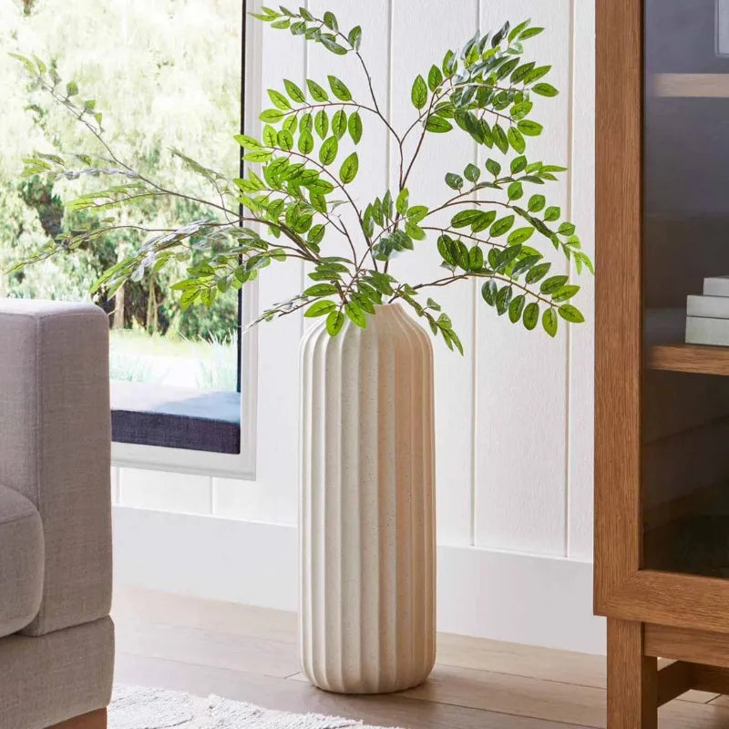 22" Speckled Ribbed Ceramic Floor Vase home decoration