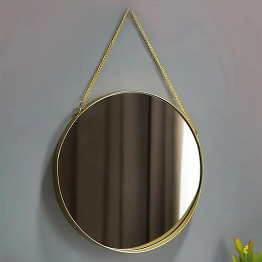 Wall Hanging Mirror Round Wall Mirror for Makeup Dressing Room Golden for Wardrobe LAVIVA