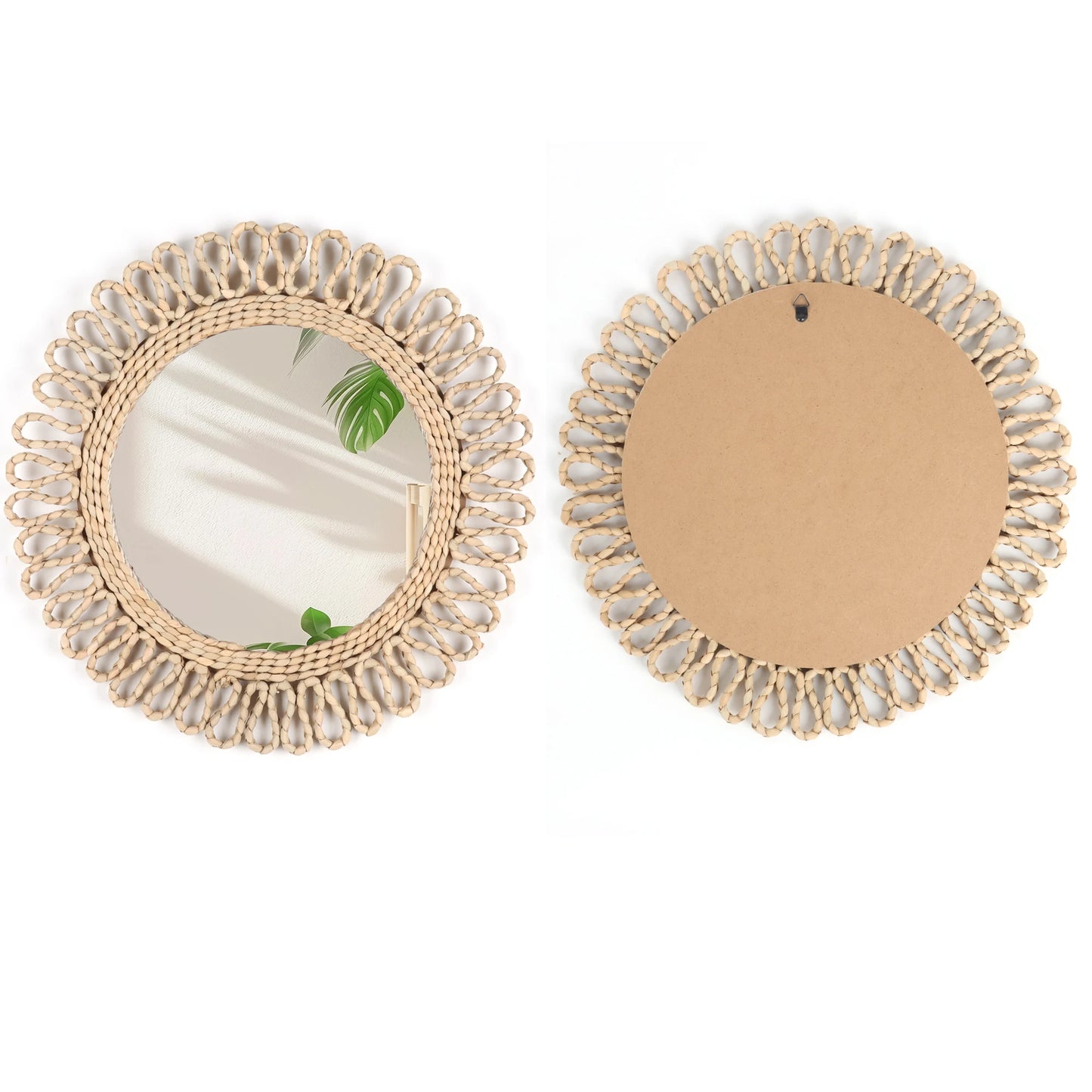 1pc Bohemian circular wall woven decorative Mirror Homestay style wall hanging decoration hotel living room bedroom pendant