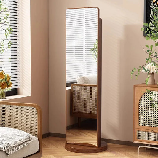 Rotating full-length mirror Full-body floor mirror Household magazine bookshelf Rotating storage integrated fitting mirror Verti