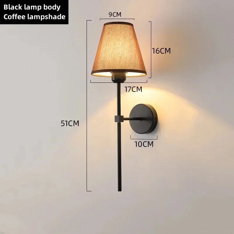E27 American fabric wall lamp simple hotel room interior decor lighting living room corridor aisle bedroom bedside wall light LAVIVA