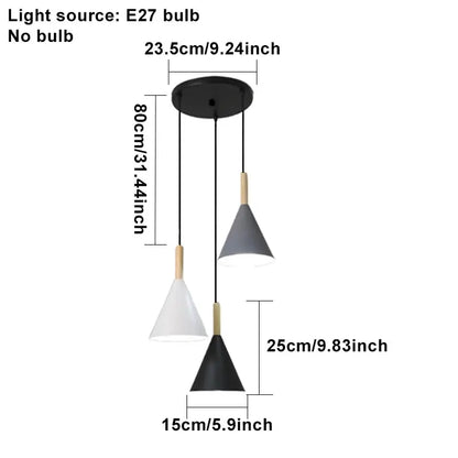 Restaurant Chandelier Nordic Simple Modern Macaron Color LED Iron Lamp Bar Dining Room Table Lamp E27 Bulb LAVIVA