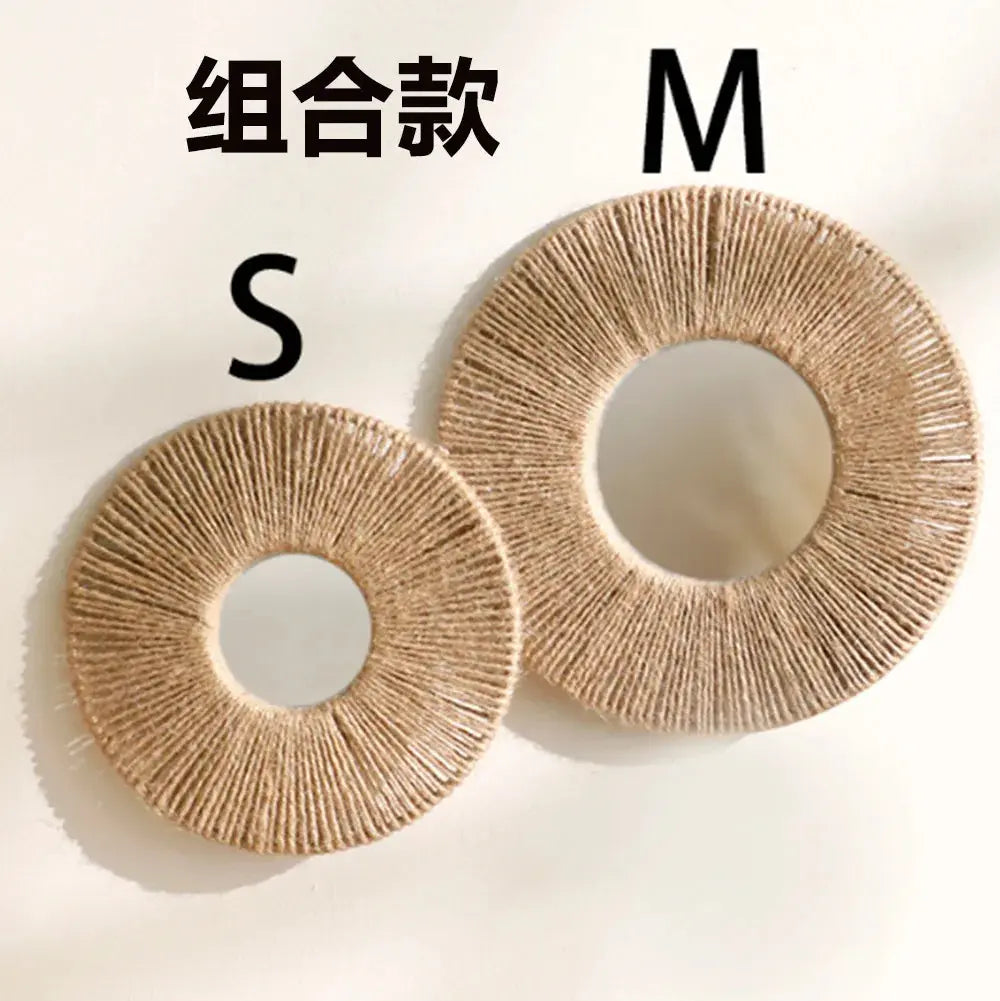Round Decorative Wall Mirrors Farmhouse Circle Mirror with Hemp Rope Boho Mirrors for Bedroom, Bathroom, Living Room Decor Gift LAVIVA