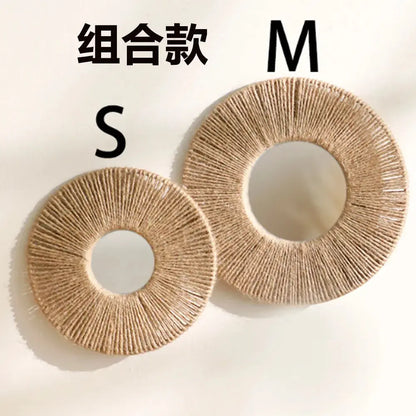 Round Decorative Wall Mirrors Farmhouse Circle Mirror with Hemp Rope Boho Mirrors for Bedroom, Bathroom, Living Room Decor Gift LAVIVA