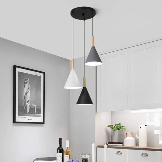 Restaurant Chandelier Nordic Simple Modern Macaron Color LED Iron Lamp Bar Dining Room Table Lamp E27 Bulb LAVIVA
