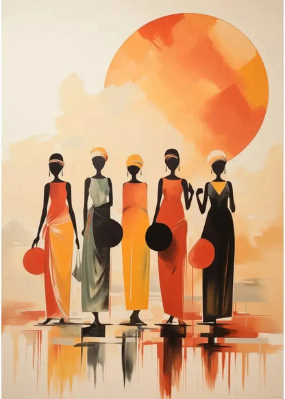 African Women with Sun Canvas Painting Wall Art Poster Prints Elegant Female Picture for Living Room Bedroom Cafe Decoration LAVIVA