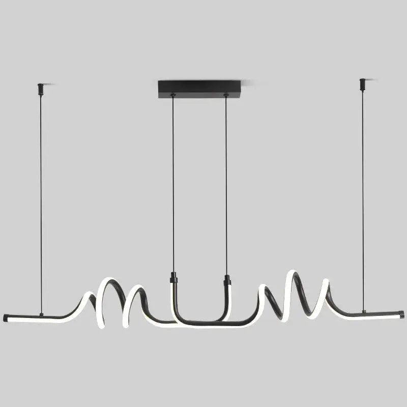 Modern Black LED Pendant Light for Dining Room Curved Chandelier Efficient Home Lighting Fixture Kitchen Living Room Home Decor LAVIVA