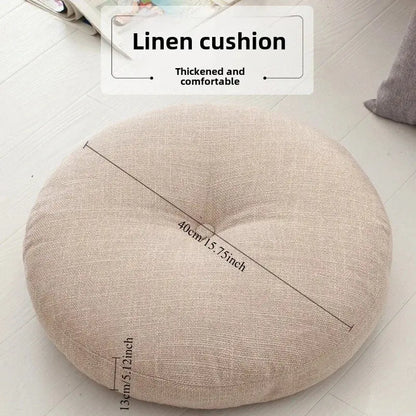 40cm Linen Seat Cushion Soft Cotton Filling Thicken Sofa Balcony Back Pillow Hip Protective Circular Home Office Chair Car Seat LAVIVA