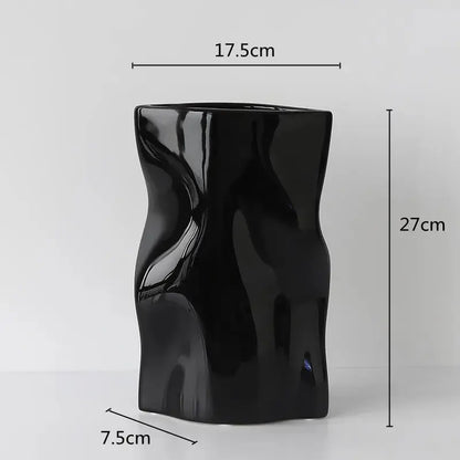 Ceramic Vase Pleated Irregular Fold Pattern Flower Arrangement Hydroponics Home Decoration Accessories Vases Pots LAVIVA
