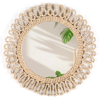 1pc Bohemian circular wall woven decorative Mirror Homestay style wall hanging decoration hotel living room bedroom pendant