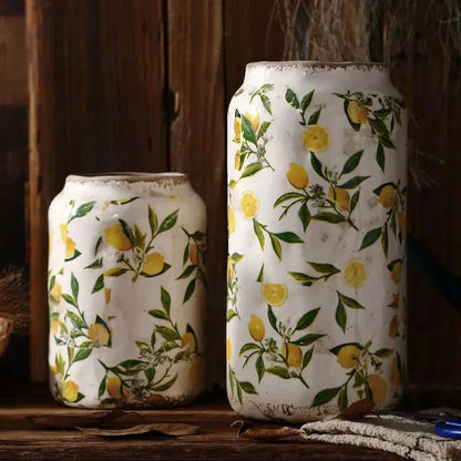 Retro Ceramic Large Vase Lemon Texture Ice Cracked Old Decorative Vase Hydroponic Flower Arrangement Supplies for Home Garden LAVIVA