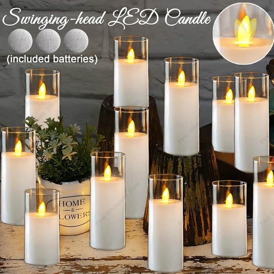 90-6PCS Acrylic Cup LED Candles Battery Powered Swaying Candles Flameless Candles with Dancing Wick For Wedding Party Home Decor LAVIVA