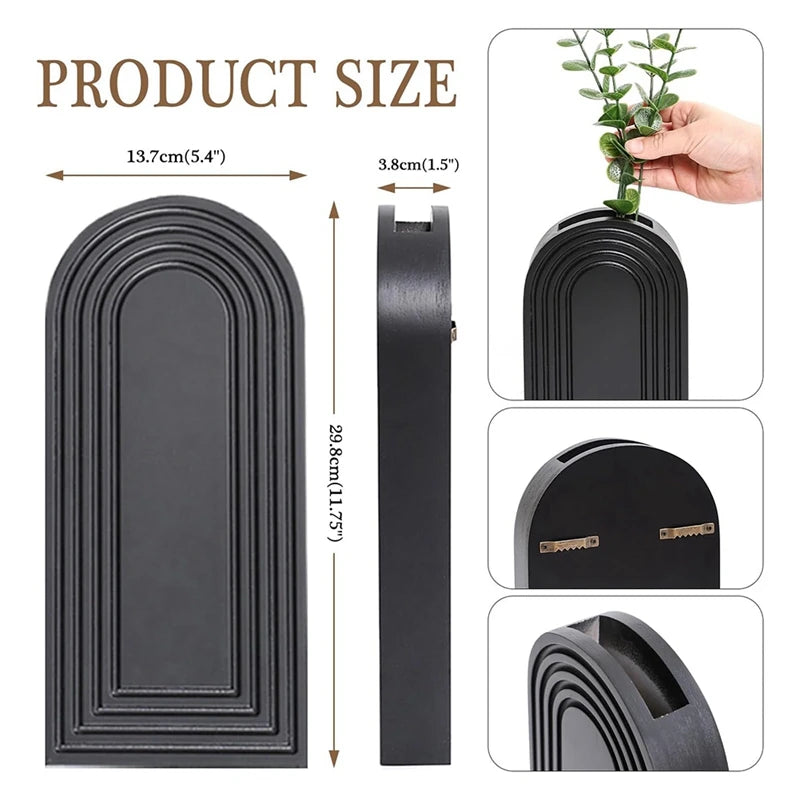 2 Pack Wooden Wall Vase Set Modern Farmhouse & Boho Wall Decor For Entryway, Hallway, Bathroom, Living Room, Roomm12k