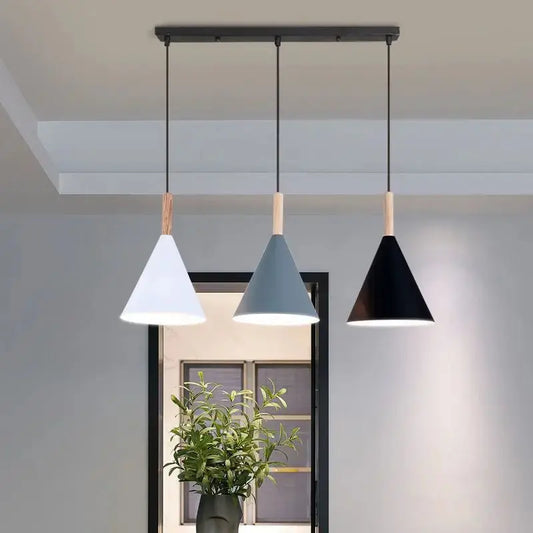 Restaurant Chandelier Nordic Simple Modern Macaron Color LED Iron Lamp Bar Dining Room Table Lamp E27 Bulb LAVIVA