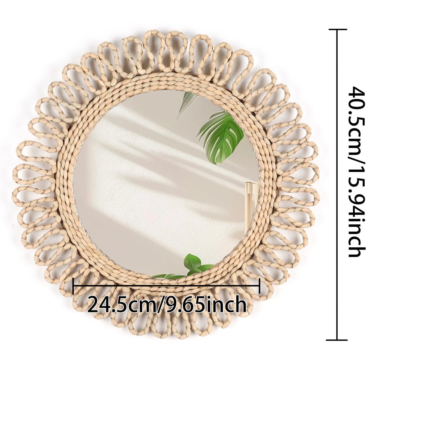 1pc Bohemian circular wall woven decorative Mirror Homestay style wall hanging decoration hotel living room bedroom pendant