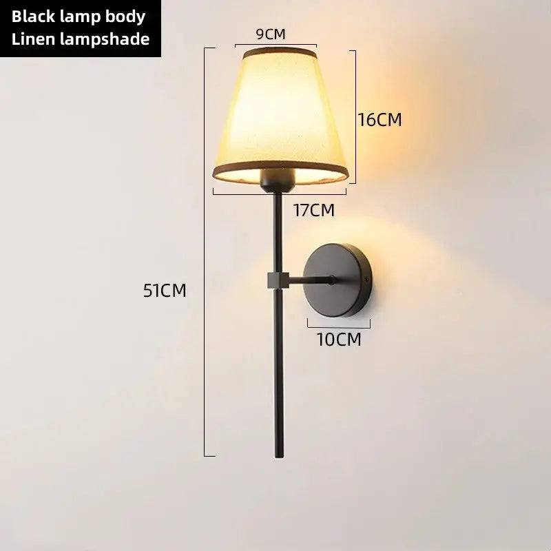 E27 American fabric wall lamp simple hotel room interior decor lighting living room corridor aisle bedroom bedside wall light LAVIVA
