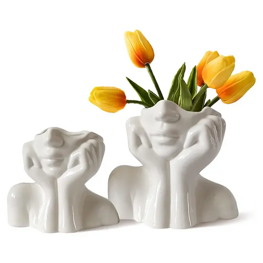 【Best Selling】Nordic Style Flower Vase Women Body Half Face Flower Pot Vase  Art Crafts Bedroom Living Room Desktop Decor LAVIVA