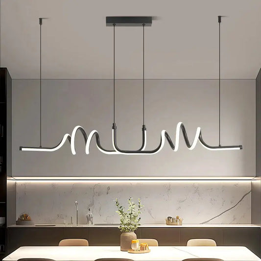 Modern Black LED Pendant Light for Dining Room Curved Chandelier Efficient Home Lighting Fixture Kitchen Living Room Home Decor LAVIVA