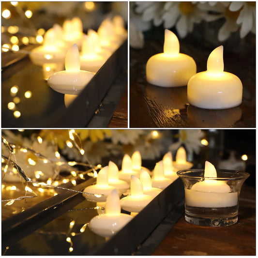 12pcs Floating Candle Lights LED Electronic Candles Battery Powered Float on Water Tealight For Christmas Wedding Party Decor