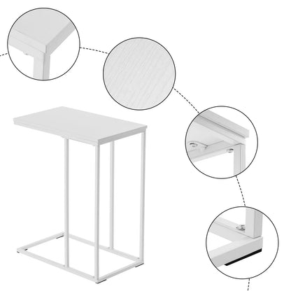 48*28*58cm C Type Single Layer MDF Iron Rectangle White Triamine Side Table White Spray qbmgp8-fy